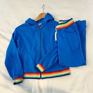 Hanna Andersson Sweat Suit with Rainbow Trim